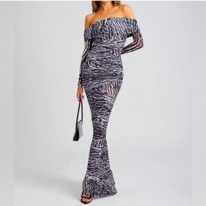 SER.O.YA Monochrome Animal Print Maxi Dress